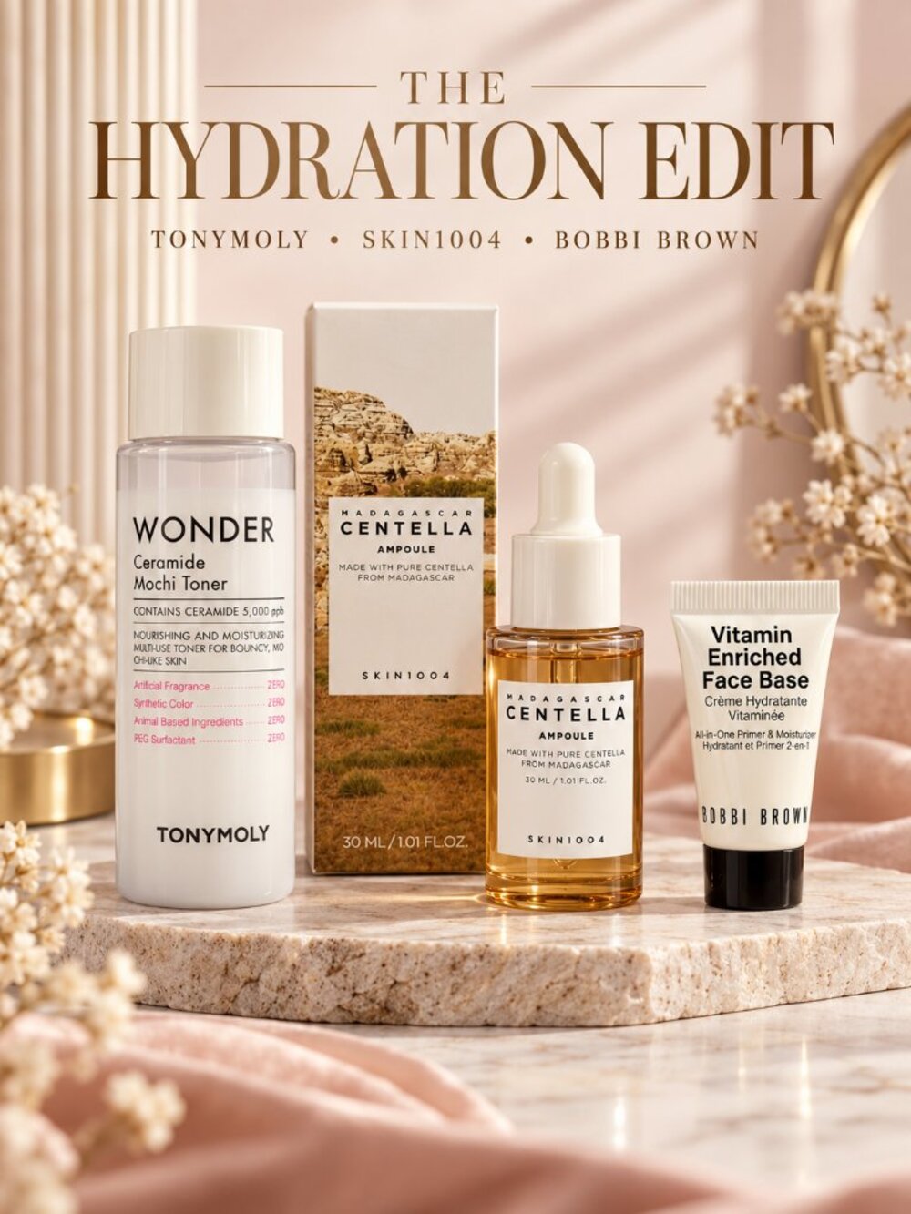 SKIN1004 Centella Ampoule TONYMOLY Mochi Toner Bobbi Brown Skincare Trio